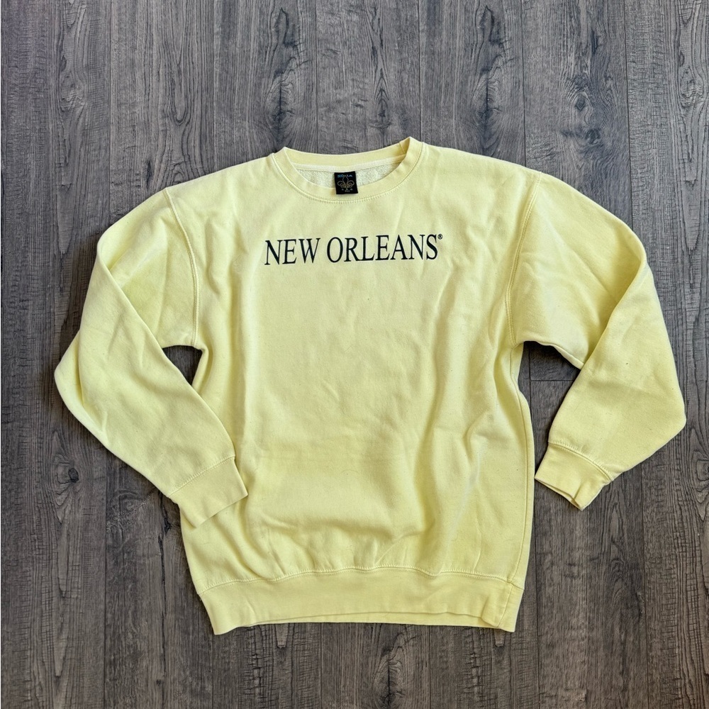 Vintage Butter Yellow New Orleans Pullover Sweatshirt- Size Large